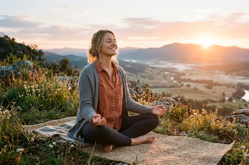 Meditation und Atempraxis in ruhiger Atmosphäre